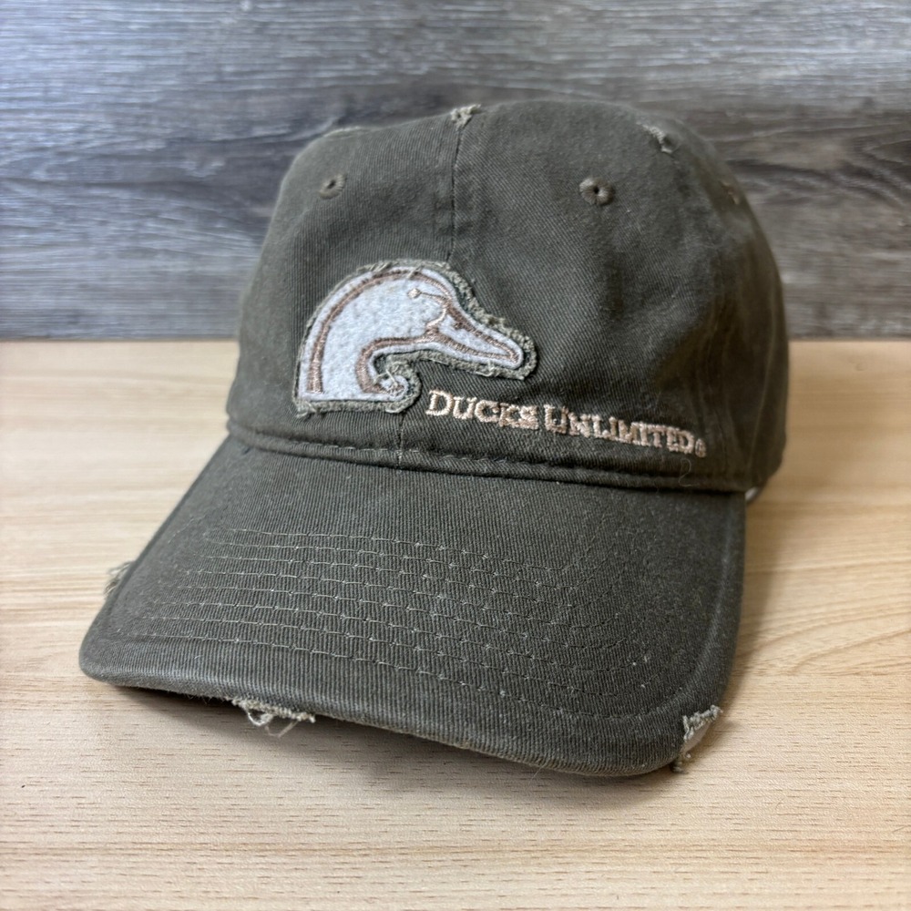 Ducks Unlimited Hat Cap Strap Back One Size Brown Hunting Outdoors Distressed